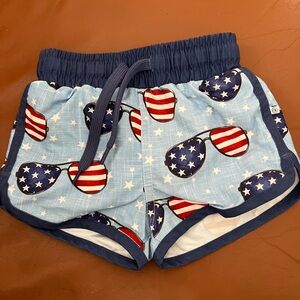 Caden Lane Blue and Red Star Print Shorts